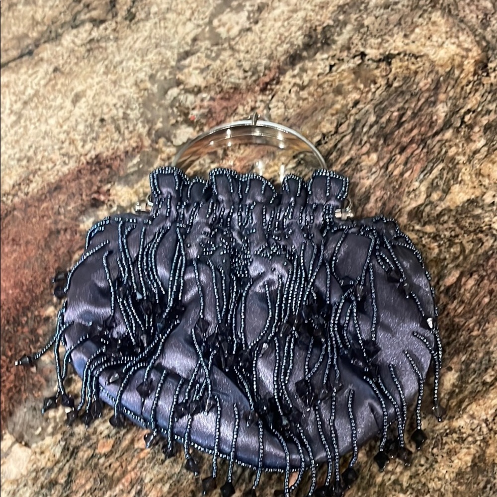 Elegant gunmetal Beaded Women's clutch purse